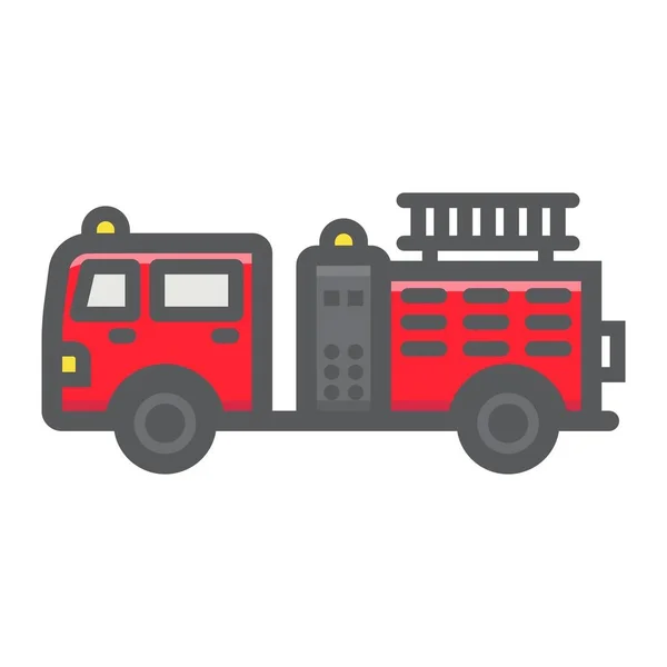 Fire Engine filled outline icon, transport vehicle — Stock Vector