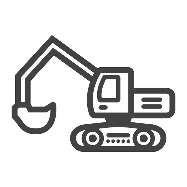 Excavator line icon, transport and vehicle, digger — Stock Vector