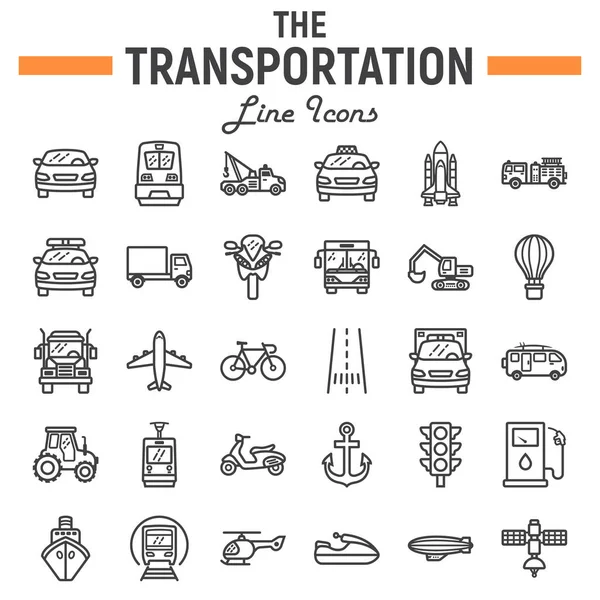 Conjunto de iconos de línea de transporte, símbolos de transporte Vectores De Stock Sin Royalties Gratis