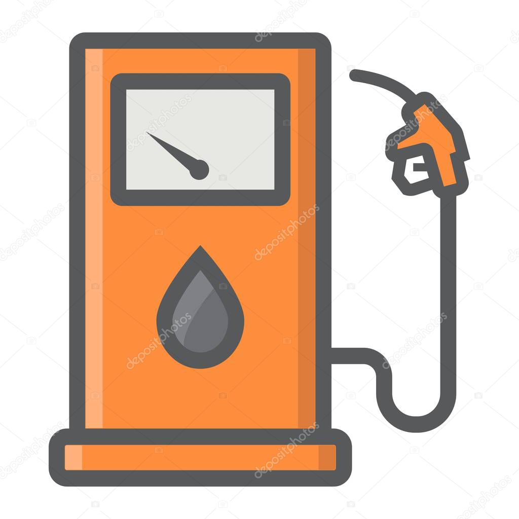 Gas station filled outline icon, petrol and fuel