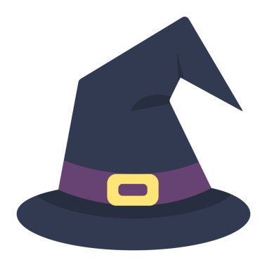 Cadı şapka düz simgesi, Cadılar Bayramı ve korkutucu, büyücü