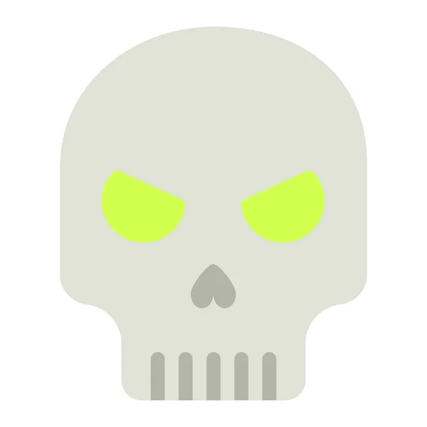 Cráneo icono plano, halloween y miedo, signo muerto — Vector de stock