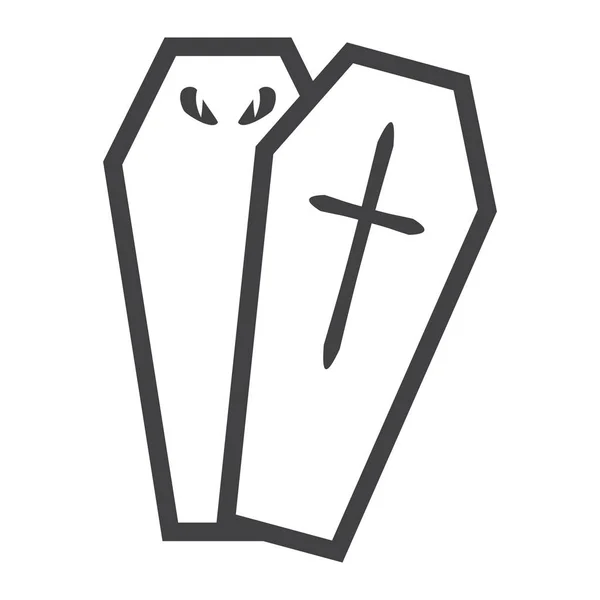 Хэллоуин икона линии гроба, Хэллоуин и страшно — стоковый вектор