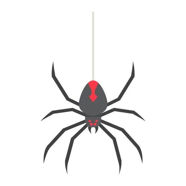 Ícone plano de aranha, halloween e assustador, perigo — Vetor de Stock