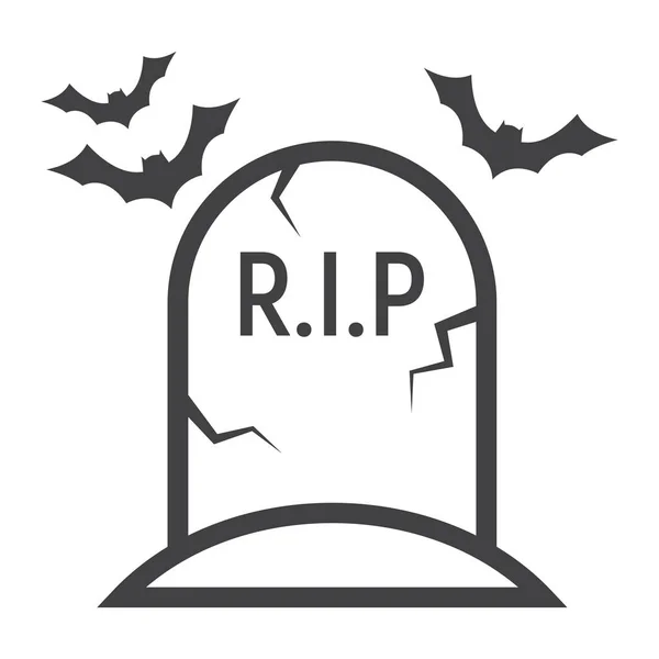 Grabstein-Linie-Symbol, Halloween und gruselig, Grab — Stockvektor