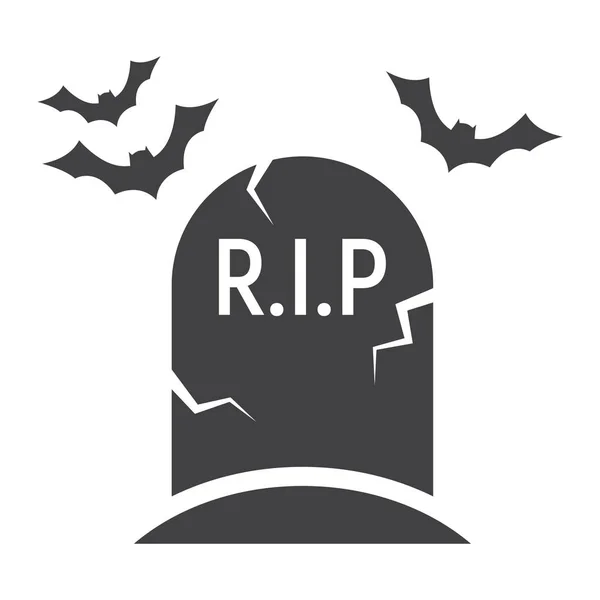 Grabstein Glyphen-Ikone, Halloween und beängstigend, Grab — Stockvektor