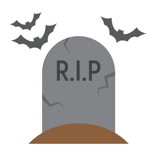 Grabstein flache Ikone, Halloween und beängstigend, Grab — Stockvektor
