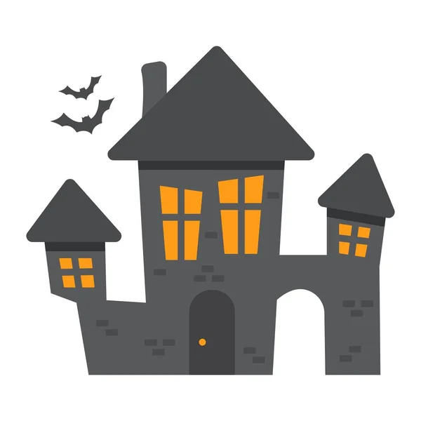 Casa de miedo icono plano, halloween y miedo — Vector de stock