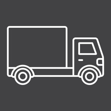 Teslimat kamyonu satırı simgesi, ulaşım ve araç