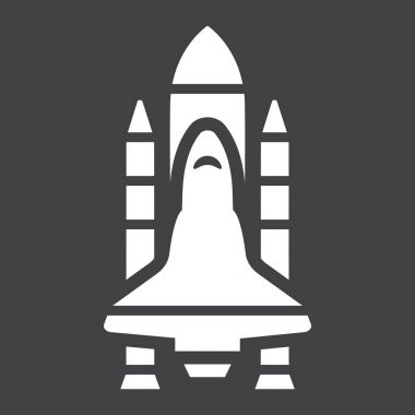 Uzay mekiği glif simgesi, taşıma ve uzay