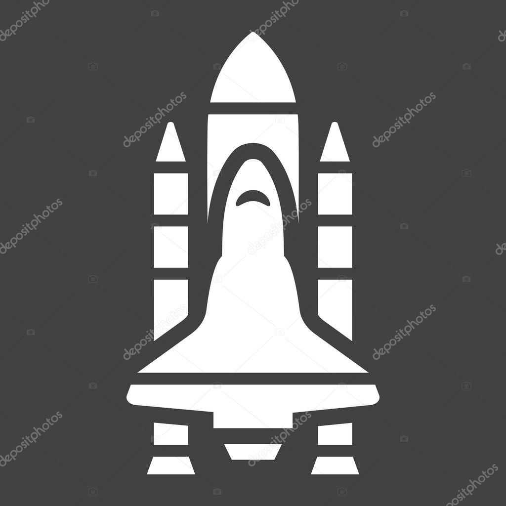 Space Shuttle glyph icon, transport and space