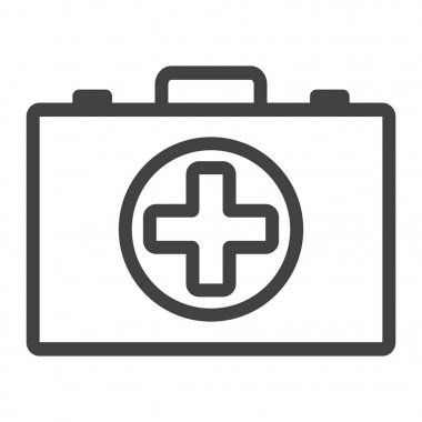 İlk yardım seti kutusu satırı simgesi, tıp