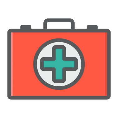 İlk yardım seti kutusu anahat simgesini, ilaç dolu