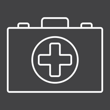 İlk yardım seti kutusu satırı simgesi, tıp