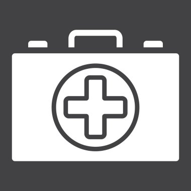 İlk yardım seti kutusu glif simgesi, tıp