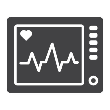 EKG makinesi glif simgesi, tıp