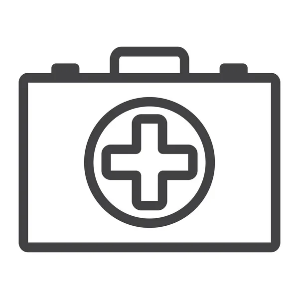 Trousse de premiers soins boîte icône ligne, médecine — Image vectorielle