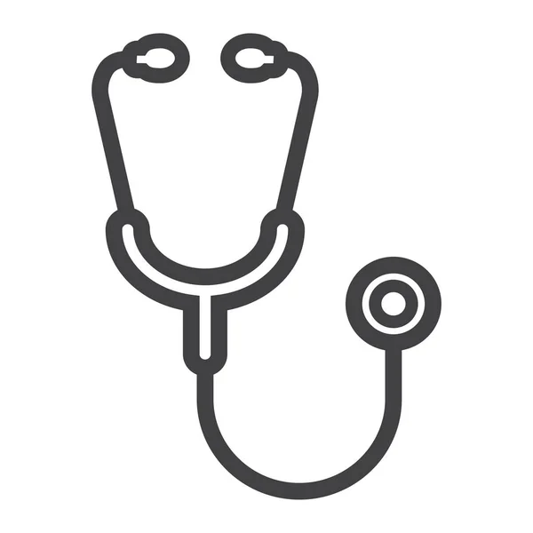 Estetoscopio icono de línea, medicina — Vector de stock