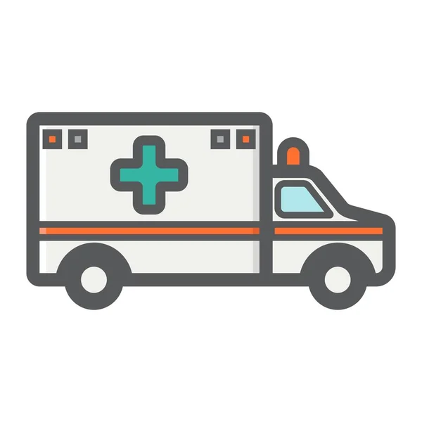 Icono del contorno lleno de ambulancia, medicina — Vector de stock