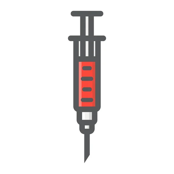 Icône de contour remplie de seringue, médicament — Image vectorielle