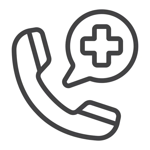 Ligne d'appel d'urgence icône, médecine et soins de santé — Image vectorielle