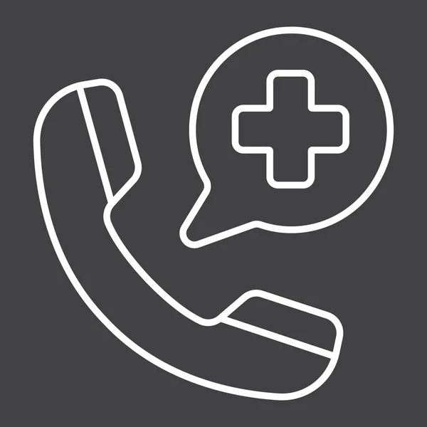 Icono de línea de llamada de emergencia, medicina y atención médica — Vector de stock