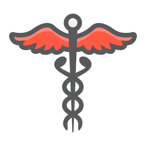 Icona di contorno riempita Caduceus, medicina sanità — Vettoriale Stock