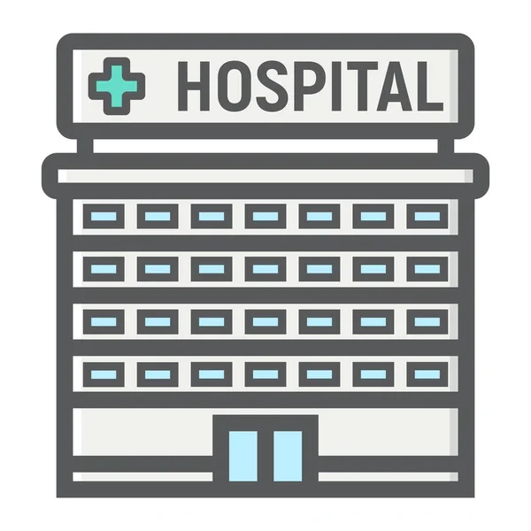 Здание больницы заполнены очертания иконы, медицины — стоковый вектор