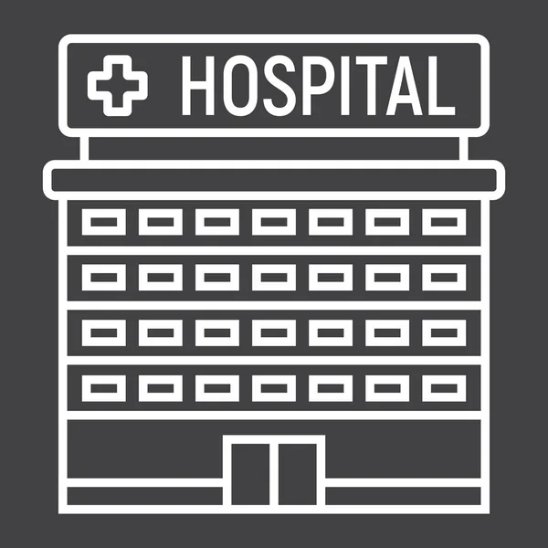 Edificio del hospital icono de línea, medicina — Vector de stock