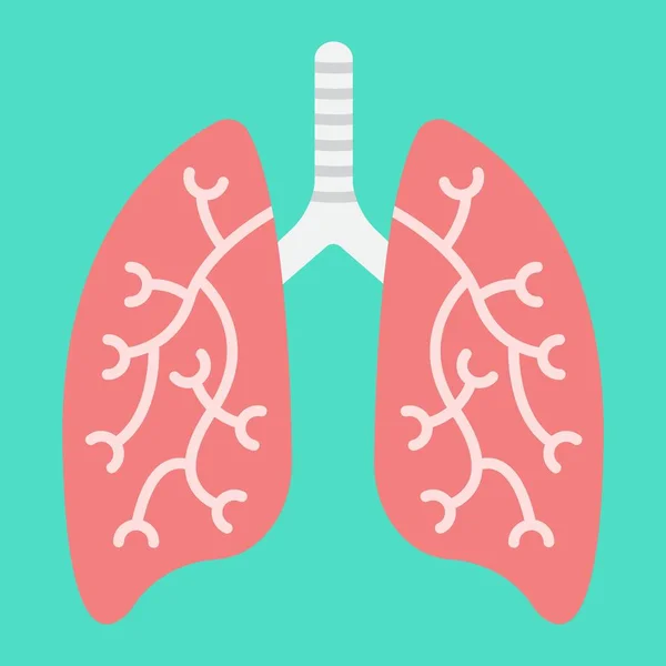 Polmoni icona piatta, medicina e assistenza sanitaria — Vettoriale Stock