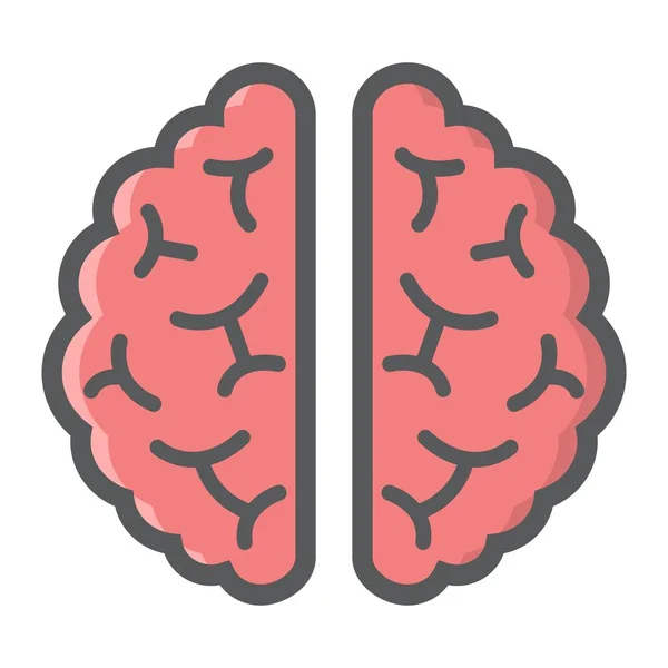 Icono del contorno lleno de cerebro, medicina y atención médica — Vector de stock