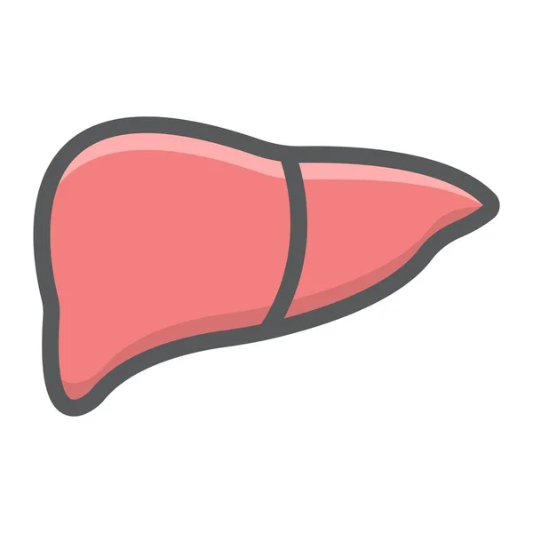 Icono de contorno lleno de hígado, medicina y atención médica — Vector de stock