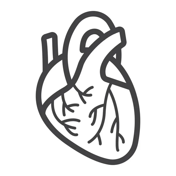 Icona della linea cardiaca umana, medicina e assistenza sanitaria — Vettoriale Stock