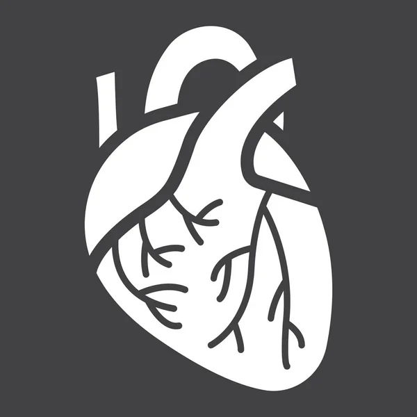 Ícone de glifo do coração humano, cuidados de saúde medicina —  Vetores de Stock