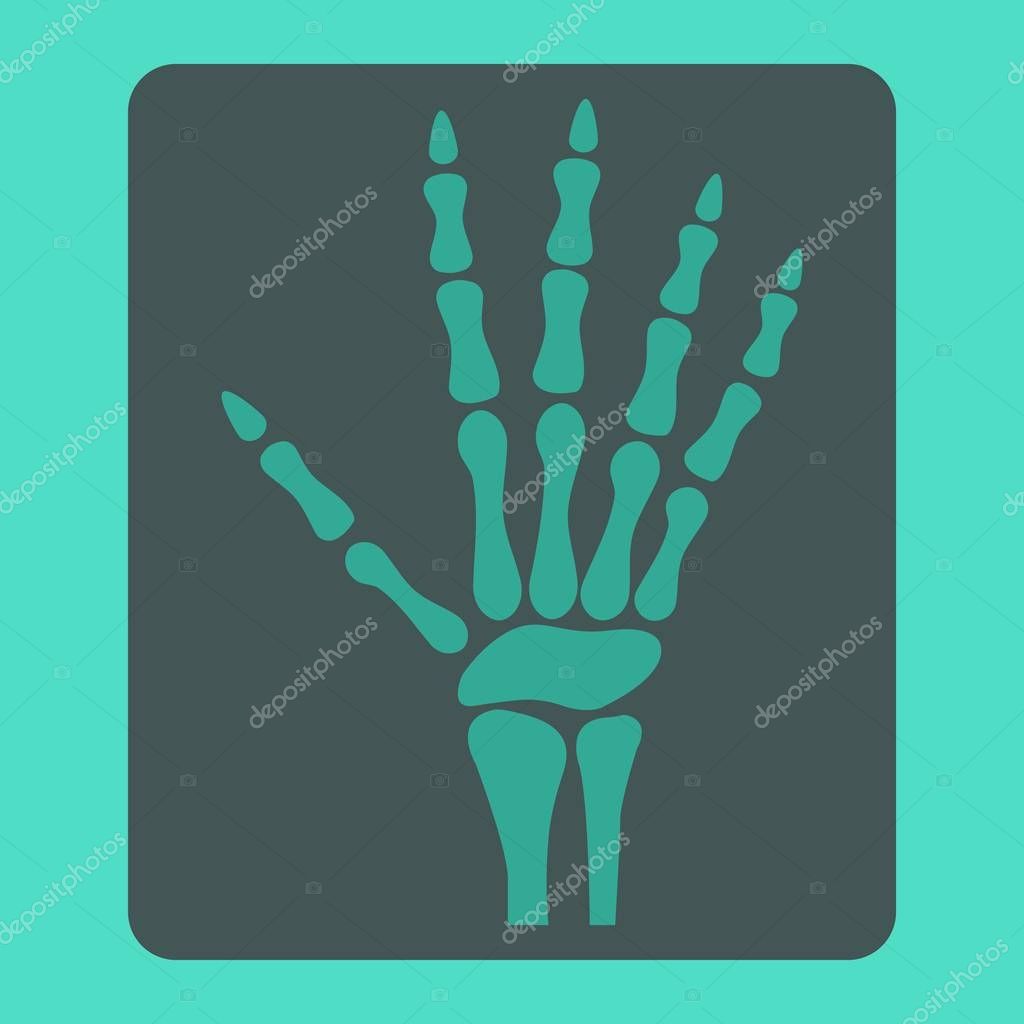 Hand X-ray flat icon, medicine and healthcare, radiology sign vector graphics, a colorful solid pattern on a cyan background, eps 10.
