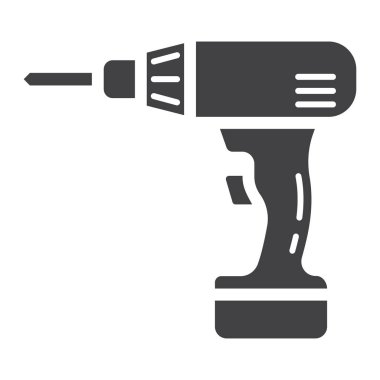 Elektrikli matkap glif simgesi, inşa ve onarım