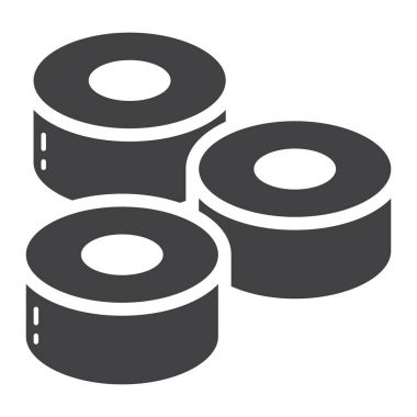 Japon suşi glif simgesi, gıda ve içecek, rulo