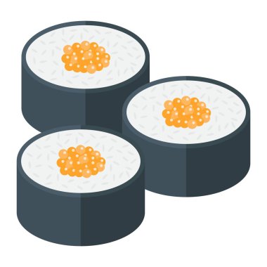 Japon suşi düz simgesi, gıda ve içecek, rulo