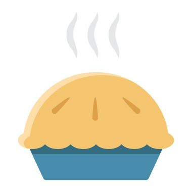 Sıcak pasta düz simgesi, yiyecek ve içecek, ekmek işareti