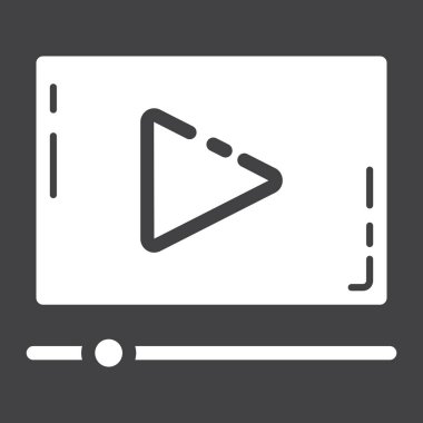 Video pazarlama glif simgesi, seo ve geliştirme