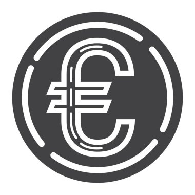 Madeni para euro glif simgesi, iş ve finans, para