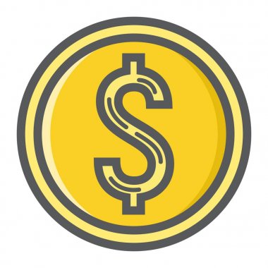 Madeni para Doları anahat simgesini, işletme finansı dolu