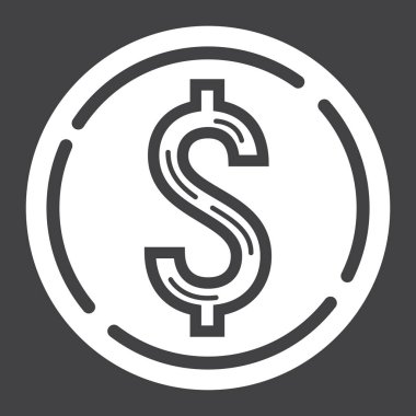Madeni para Doları glif simgesi, iş ve Finans