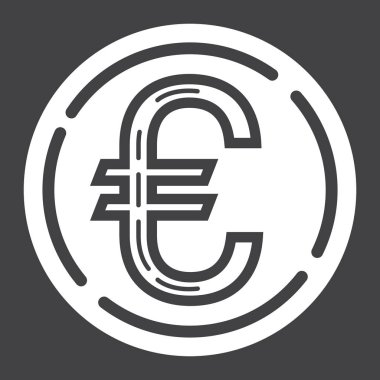 Madeni para euro glif simgesi, iş ve finans, para
