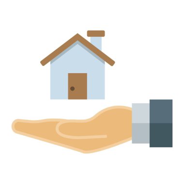 Elinde düz simgesi, iş ve Finans home, satın almak