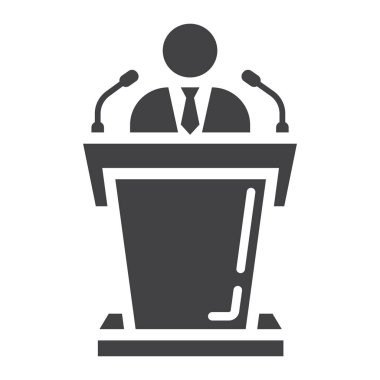 Hoparlör katı simgesi, iş ve tribün