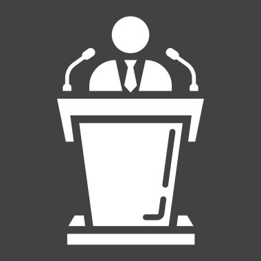 Hoparlör katı simgesi, iş ve tribün