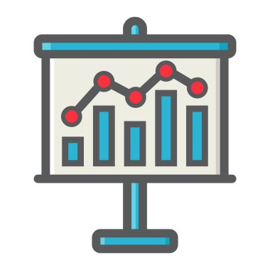 Grafik renkli satırı simgesi gemide büyüyen iş