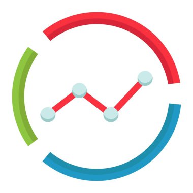 Pazar analizi düz simgesi, iş ve diyagramı