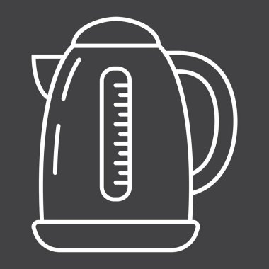 Elektrikli su ısıtıcısı satırı simgesi, mutfak ve cihaz